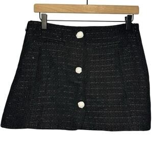 Zara Tweed Textured Mini Skirt Black Size Medium 4661/407/800 NWT Cottagecore